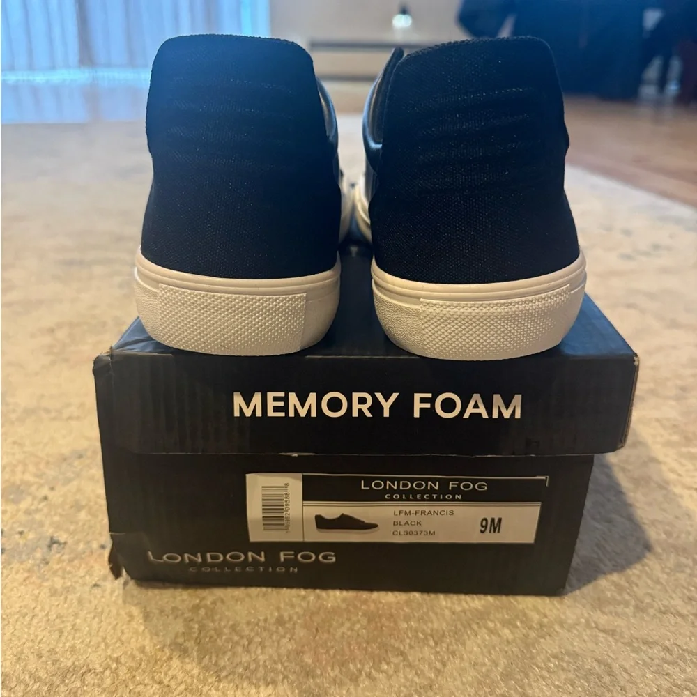 London Fog Francis Slip-On Sneakers Black Men’s 9M — Memory Foam, Casual Shoe